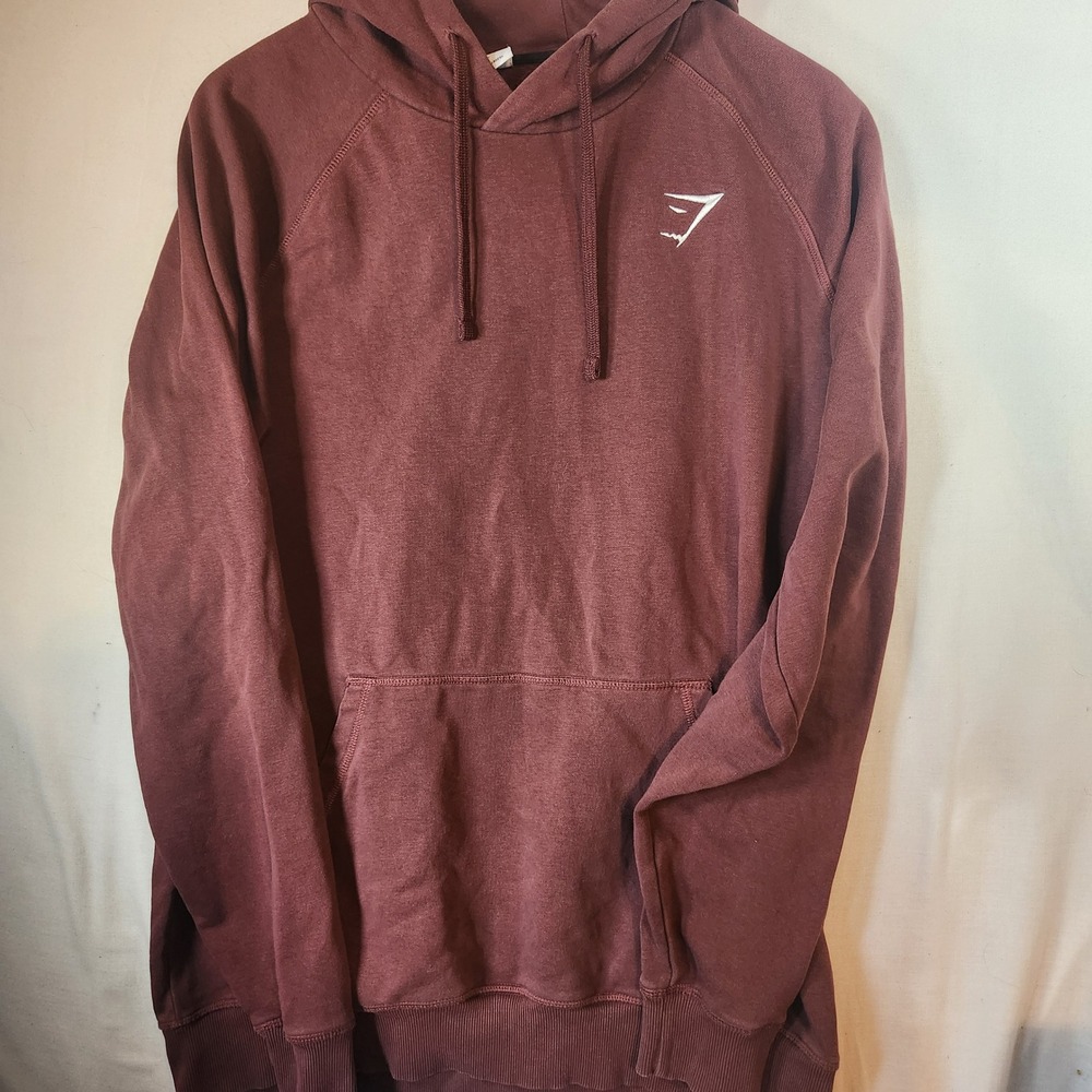 Gymshark Mens XXL Burgundy Maroon Pullover Hoodie Raglan Fleece Sweatshirt